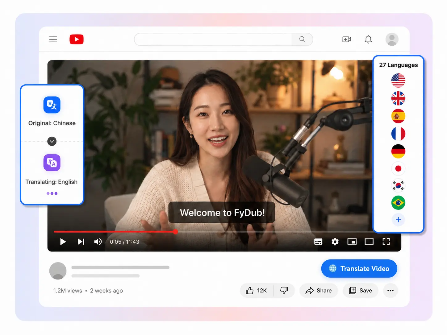 FyDub AI YouTube Translator demo